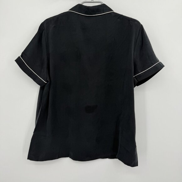 Quince Washable Silk Pajama Top With Piping Size M Women’s Button Front Collared - Picture 3 of 5